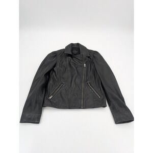 Lucky Brand Leather Jacket Women's Size XS 100% Genuine‎ Lamb Leather Moto